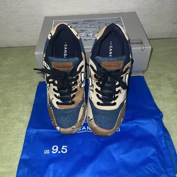 새상품급 산가초 데님 x 가죽 스니커즈 27cm 뉴~즈 한정판