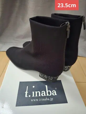 스트레치 부츠 t.inaba 그레이지 블랙 라메 믹스 힐