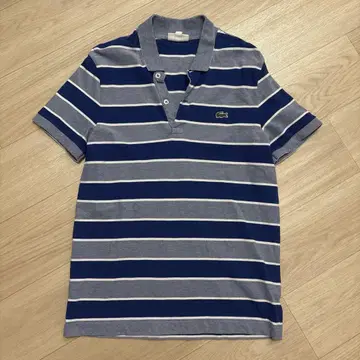 LACOSTE 스트라이프 피케 셔츠 블루 화이트
