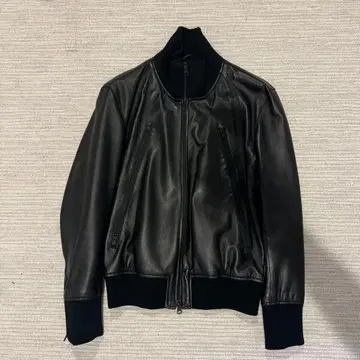 가죽 자켓 블랙 하이넥 더블 지퍼 양가죽 Licorice