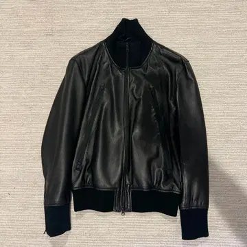 가죽 자켓 블랙 하이넥 더블 지퍼 양가죽 Licorice