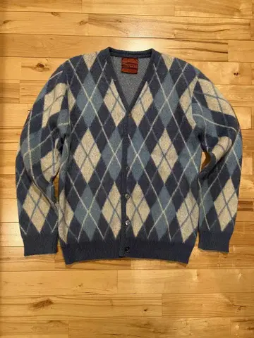 70's Sears King's Road 모헤어 가디건 아가일