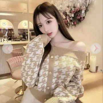 Cheri mi 하운드투스 체크 오프숄더 니트탑 셰리미