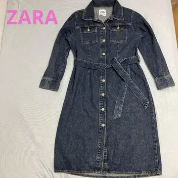 새상품급 ZARA 데님 셔츠 원피스 롱 원피스 리본 사이즈 XL