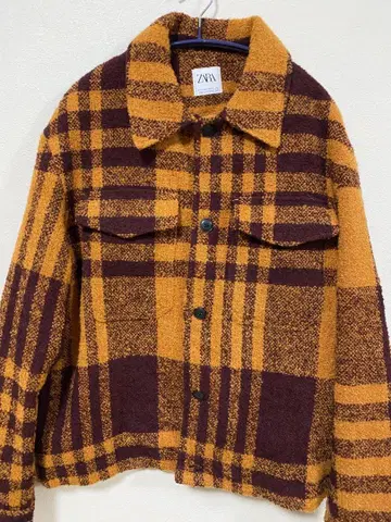 자라 ZARA 텍스처 체크 자켓 L 체크 블루종