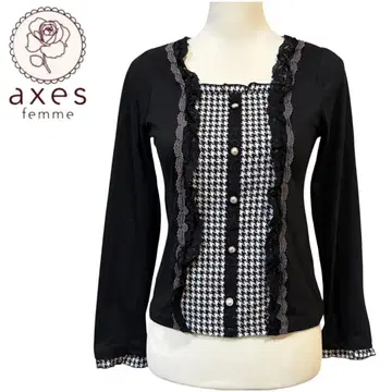 axes femme 레이어드 스타일 디자인 긴팔 티셔츠 상의 블랙