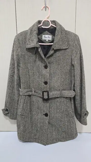 빈티지 Sepia Seen 헤링본 코트 - 클래식 엘레강스