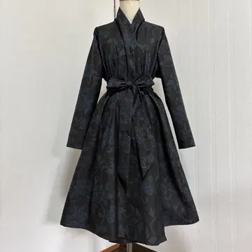 기모노 리메이크 L 사이즈 본고장 오시마 명주 플레어 코트 원피스