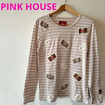 PINK HOUSE 테디베어 곰돌이 와펜 보더 무늬 긴팔 T셔츠