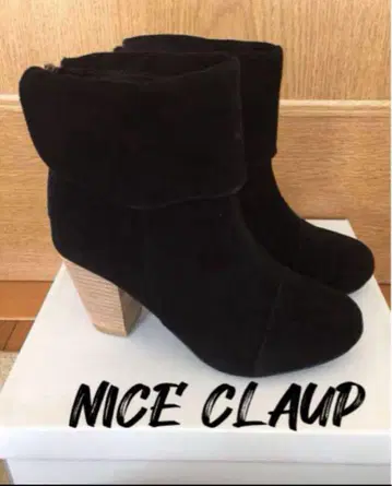 NICE CLAUP 블랙 스웨이드 부츠 블랙 24.5 새상품