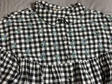 사만사 모스모스 마카베리아스 프론트 오픈 자수 깅엄 체크 원피스 used