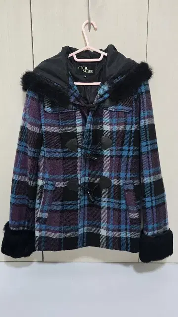 CECIL McBEE 체크 무늬 더플 코트 S