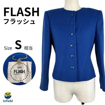 FLASH 플래시 자켓 36 울 캐시미어 혼방 블루 긴팔