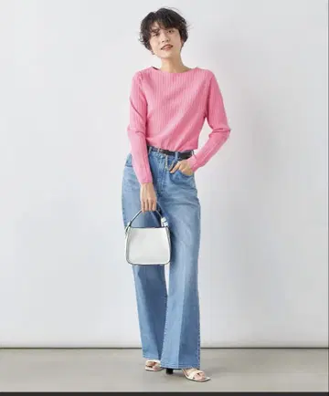 리브 핑크 긴팔 니트 38