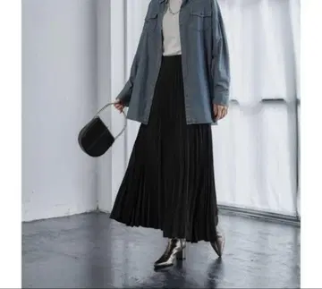 스타일 델리 슈퍼 롱 플리츠 스커트 / 84cm 기장 블랙