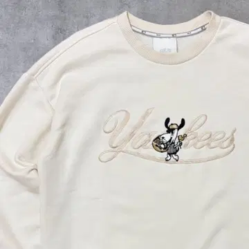 MLB 양키스 트레이닝복 남성용 XS 크림 자수 로고 맨투맨