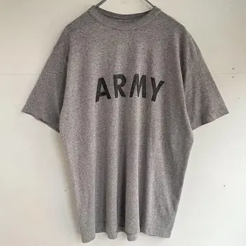 90s 빈티지 미군 멜란지 그레이 ARMY 프린트 T셔츠 구제 의류