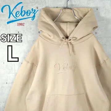 [ 케보즈 ] Keboz 동일 컬러 로고 맨투맨 후드티 베이지 L
