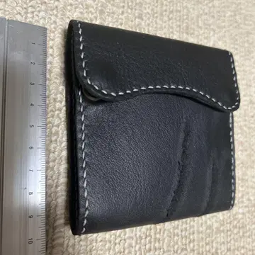 핸드메이드 블랙 가죽 접이식 지갑