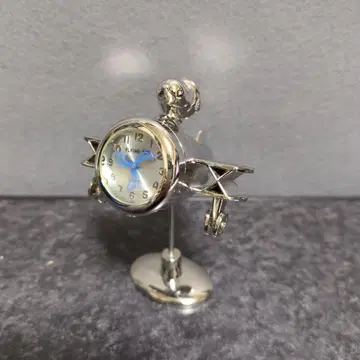 스누피 FLYING ACE 50주년 비행기형 탁상시계 실버