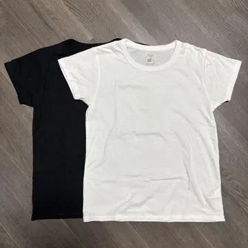 Biotop 스테디셀러 Hanes T셔츠 크롭 화이트 블랙