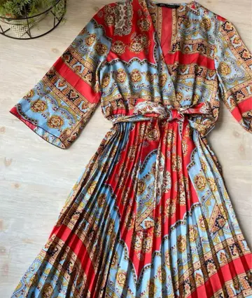 ZARA 페이즐리 무늬 원피스 L