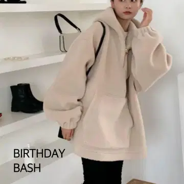 벌스데이 바쉬 보아 플리스 후디 보드 후드티 자켓 베이지