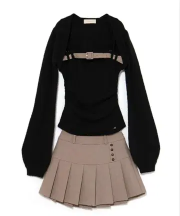 andmary Heidi belt pleats set up black