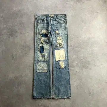 00s y2k archive bootcut patchwork denim
