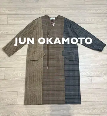 택 포함 새상품 JUN OKAMOTO 패턴 절개 롱 코트