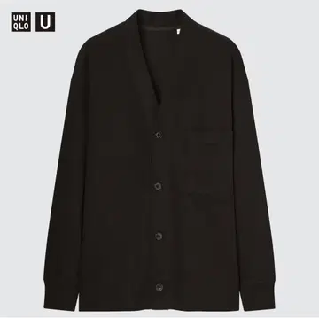 UNIQLO U 블랙 프렌치 리브 가디건 L 사이즈