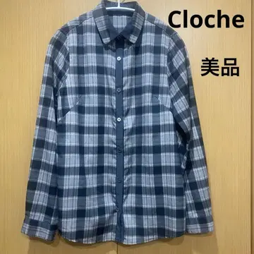 [ 새상품급 ] cloche 그레이 체크 무늬 긴팔 셔츠