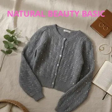 NATURAL BEAUTY BASIC [새상품급] 케이블 펄 가디건