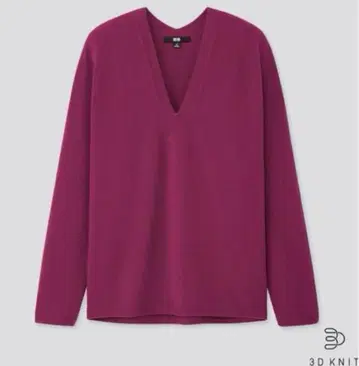 [UNIQLO] 3D 캐시미어 V넥 코쿤 스웨터 Purple XL