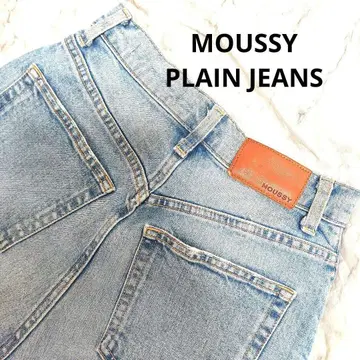 MOUSSY PLAIN JEANS 스트레이트 슬림 블루 하이웨스트