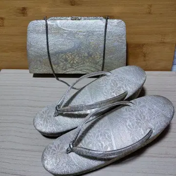 오키소우 실버 꽃무늬 백, 조리 (23.5cm) 세트