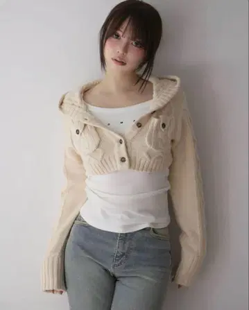 ANDMARY Mary logo cable knit set ivory