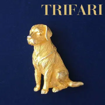 빈티지 trifari 래브라도르 브로치 골드 개 crown 트리파리