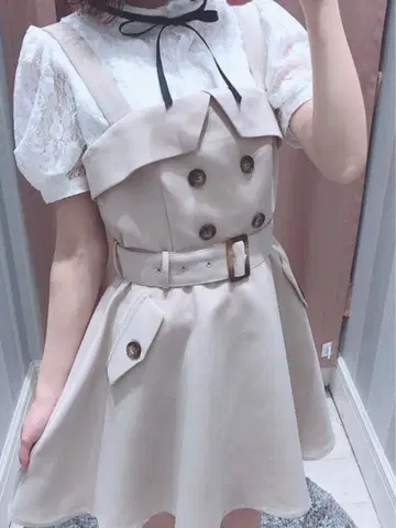 evelyn 트렌치 플레어 OP 베이지 미니 기장