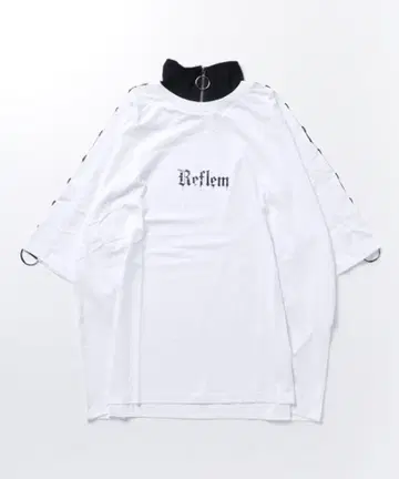 REFLEM D링 로고 테이프 하프 ZIP 티셔츠