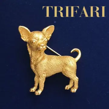 빈티지 trifari 치와와 골드 메탈 브로치 개 dog