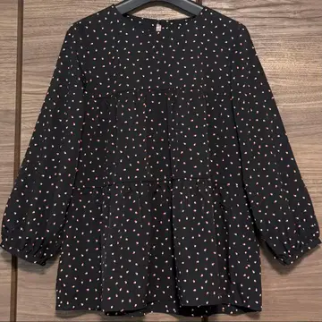 UNITED ARROWS 올 패턴 절개 디자인 쉬폰 블라우스