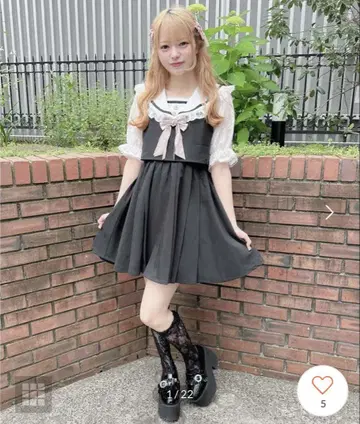 ROJITA 레이스 슬리브 세일러 카라 원피스