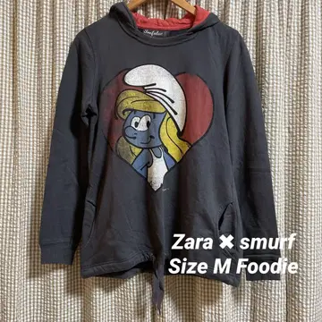 Zara Smurf 후드 부착 후드티 다크 그레이 size M