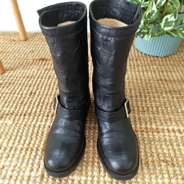 지미추 블랙 가죽 엔지니어 부츠