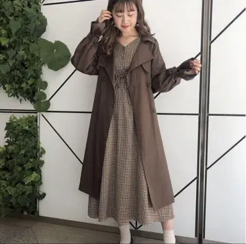 롱 트렌치코트 브라운