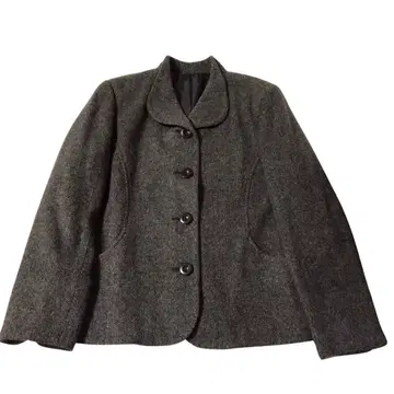 카멜 트위드 둥근 카라 울 자켓 그레이 11AR 고급