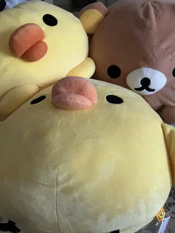 리락쿠마 키이로이토리 봉제 인형 L 슈퍼 말랑말랑 대복 쿠션