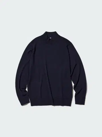 UNIQLO 엑스트라 파인 메리노 모크넥 스웨터 XL 네이비