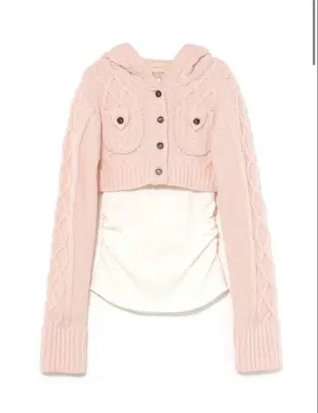 andmary Mary logo cable knit set pink